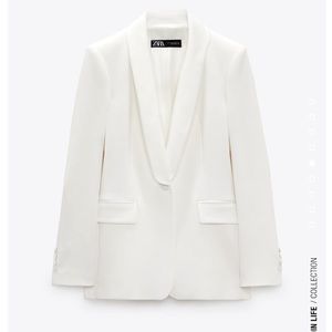 Zara white satin lapel blazer